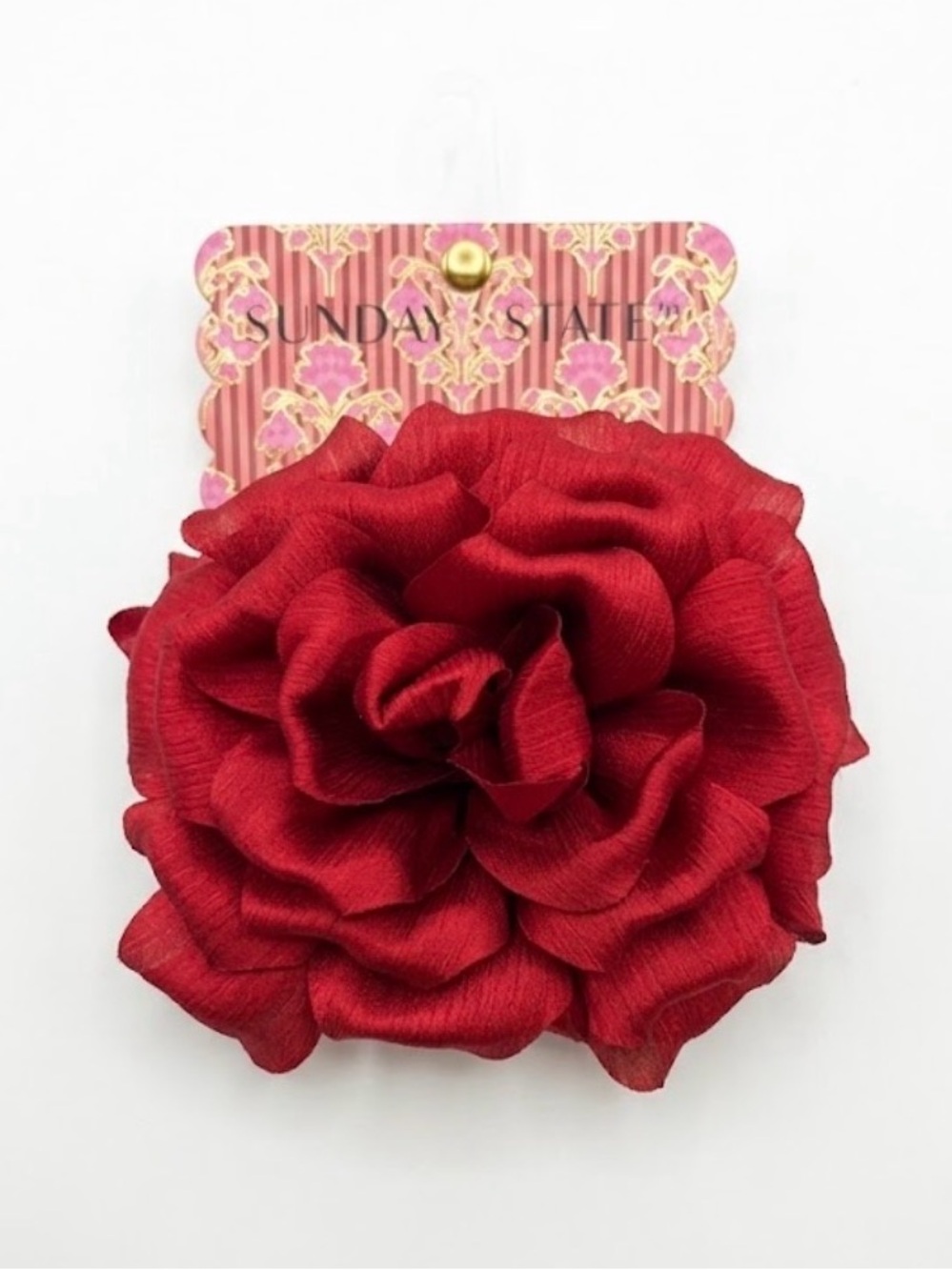 NWT ⚜️🌺⚜️ Sunday State Red Rose Bloom Hair Claw Clip